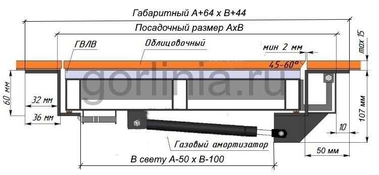 Схема с размерами и привязками Люк напольный утепленный Булат схема с размерами и привязками