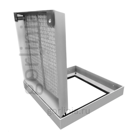 Крышка нержавеющего люка под брусчатку на петлях с газлифтами Крышка нержавеющего люка под брусчатку на петлях с газлифтами