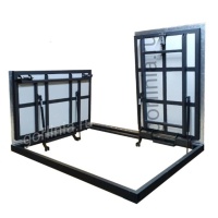 Люк напольный АМО Комби с двумя комбинированными створками на лестницу в подвал с поворотом Люк напольный АМО Комби с двумя комбинированными створками на лестницу в подвал с поворотом