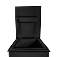 Люк выхода на кровлю с двускатной крышкой утепленный кровельный противопожарный с подъемным механизмом, ручкой нижнего открывания и замком Люк выхода на кровлю с двускатной крышкой утепленный кровельный противопожарный с подъемным механизмом, ручкой нижнего открывания и замком