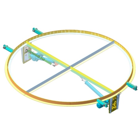 Круглый стеклянный люк двухстворчатый с электроприводом 3D модель закрытое положение Круглый стеклянный люк двухстворчатый с электроприводом 3D модель закрытое положение