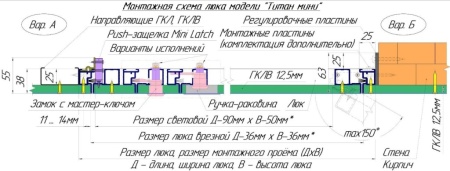 Люк под покраску Титан мини усиленный монтажная схема с установочными размерами Люк под покраску Титан мини усиленный монтажная схема с установочными размерами