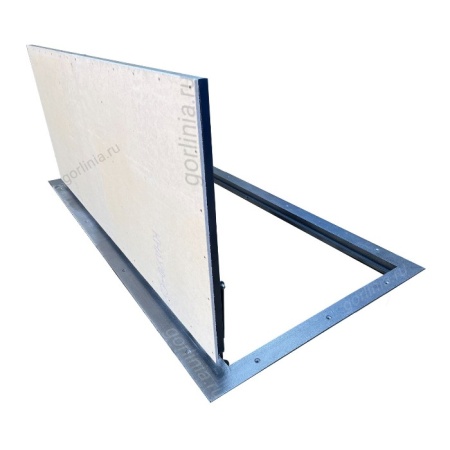 Напольный люк в подвал Стелс в раме из сортового уголка на петлях с амортизаторами с ГВЛВ на открытой дверке Напольный люк в подвал Стелс в раме из сортового уголка на петлях с амортизаторами с ГВЛВ на открытой дверке