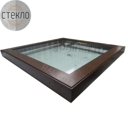 Как выглядит стеклянный напольный люк Стеклогор 1200х1200*75  Модель стеклянного напольного люка Стеклогор 1200х1200*75