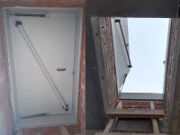 Люк для выхода на кровлю Небоскреб противопожарный EI60 - вид снизу Люк для выхода на кровлю Небоскреб противопожарный EI60 - вид снизу