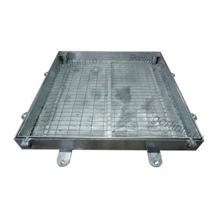 Уличный люк под брусчатку Проспект-Ц оцинкованный с монтажными пластинами усиленный на выносных петлях с газлифтами Уличный люк под брусчатку Проспект-Ц оцинкованный с монтажными пластинами усиленный на выносных петлях с газлифтами